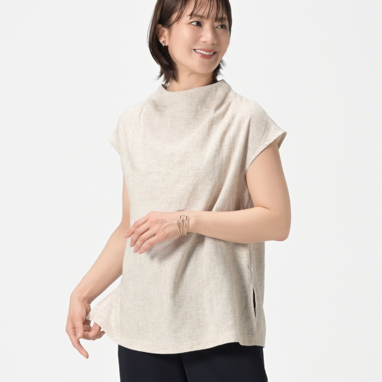 Oh My Tailor 麻混ボトルネックブラウス