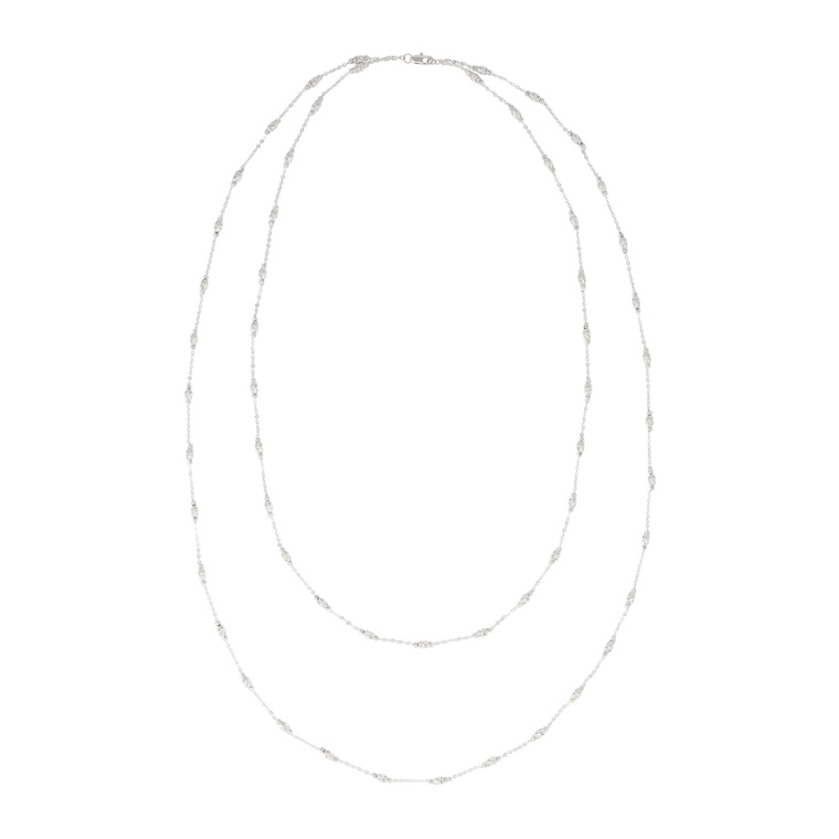 FEE CERISE シルバーカラーランダムビーズチェーンネックレス