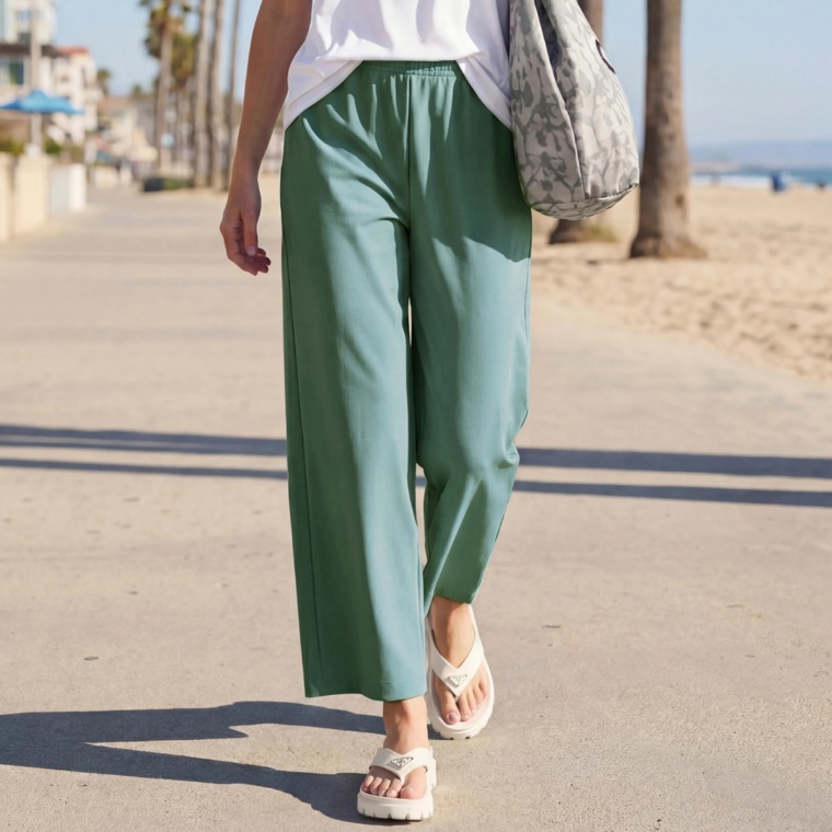 Provador リフレ綿使用ハイテンションレギテコセミワイドパンツ