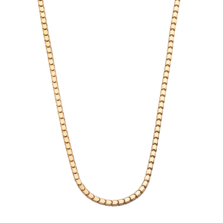 18KYGスクエアボンバータチェーンネックレス スライドアジャスター付