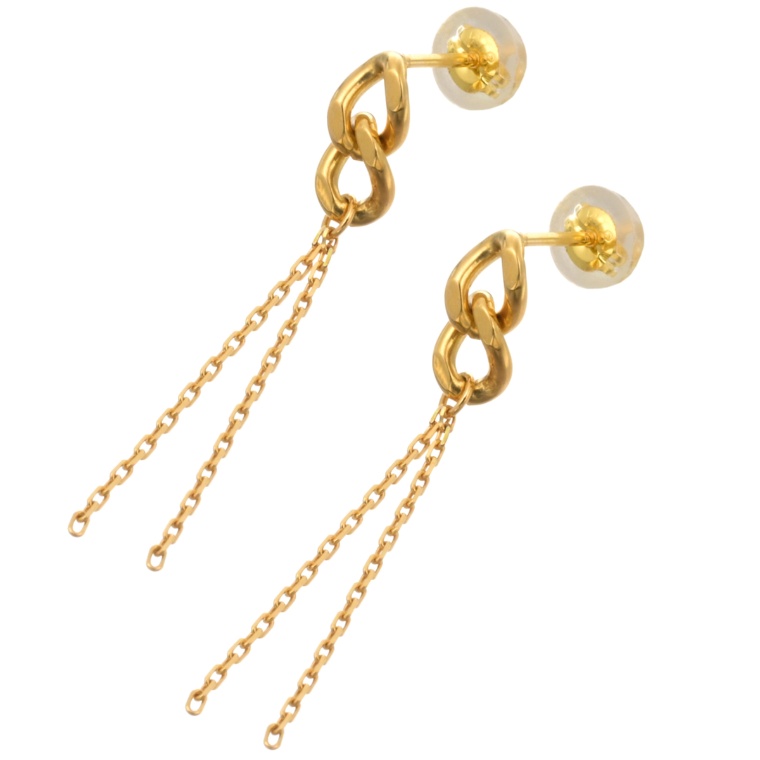 マエストロ 18KYG デザインチェーンピアス