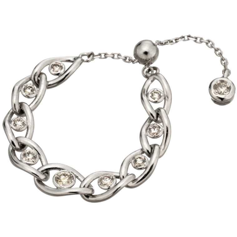 ダイヤモンド フリーサイズチェーンリング計0.14ctUP