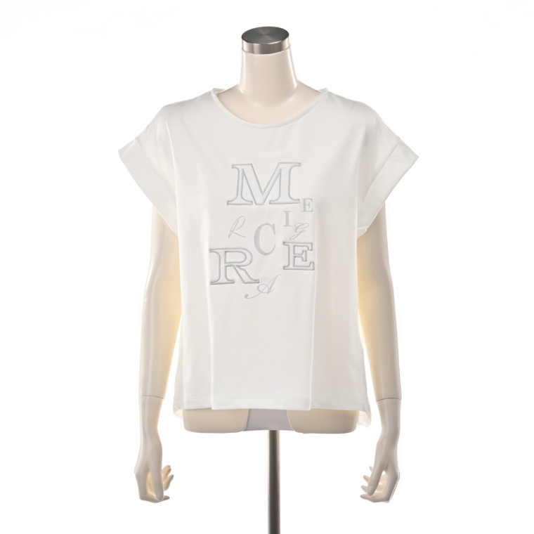 MERCI GRACE レースロゴ刺繍フレンチスリーブTシャツ
