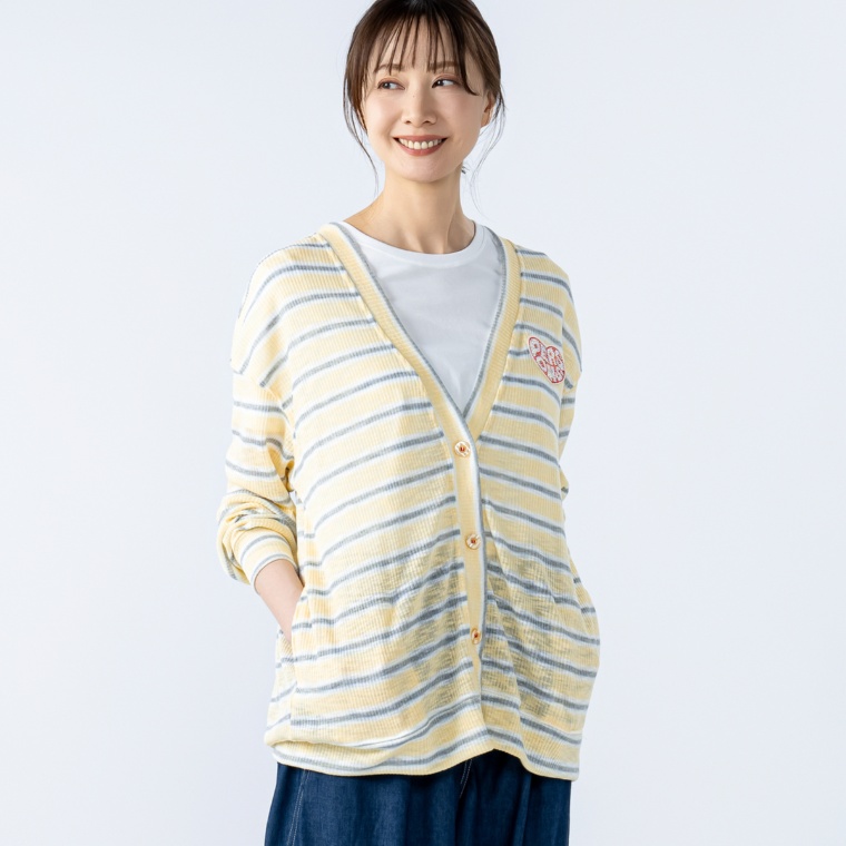 PERSONS テレコボーダーカーディガン