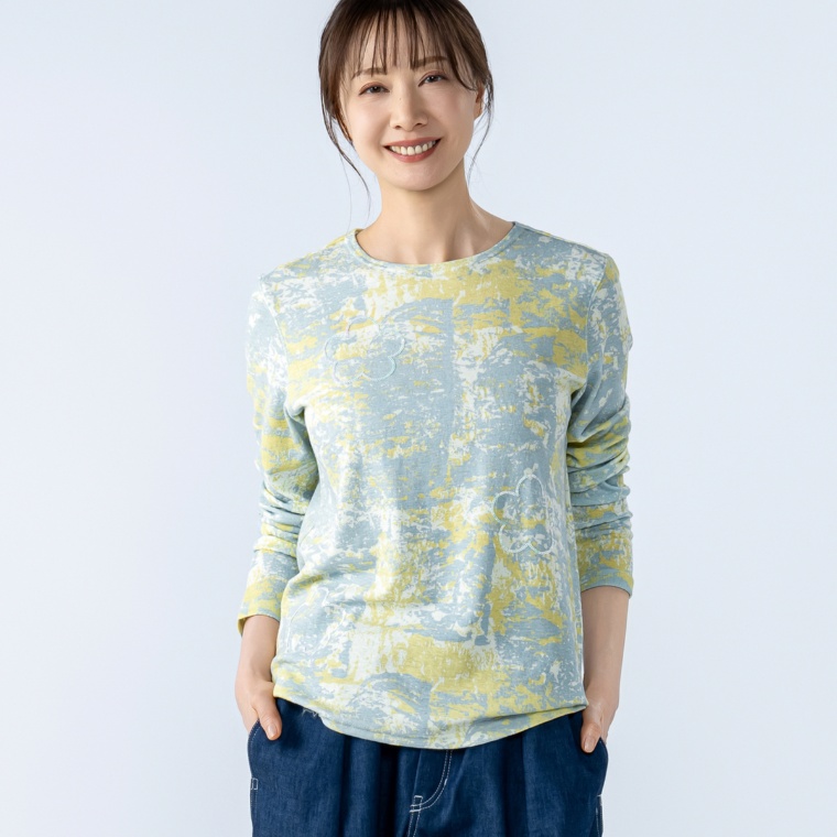 PERSONS 柔らかフライスプリントトップス