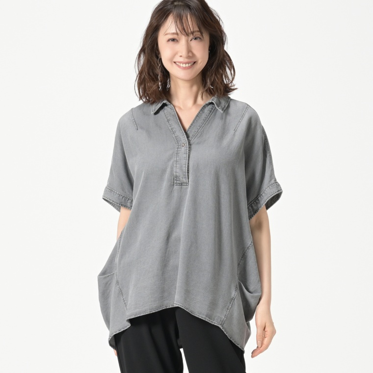 eM by Emma Taylor バックコクーンスキッパーデニムシャツ