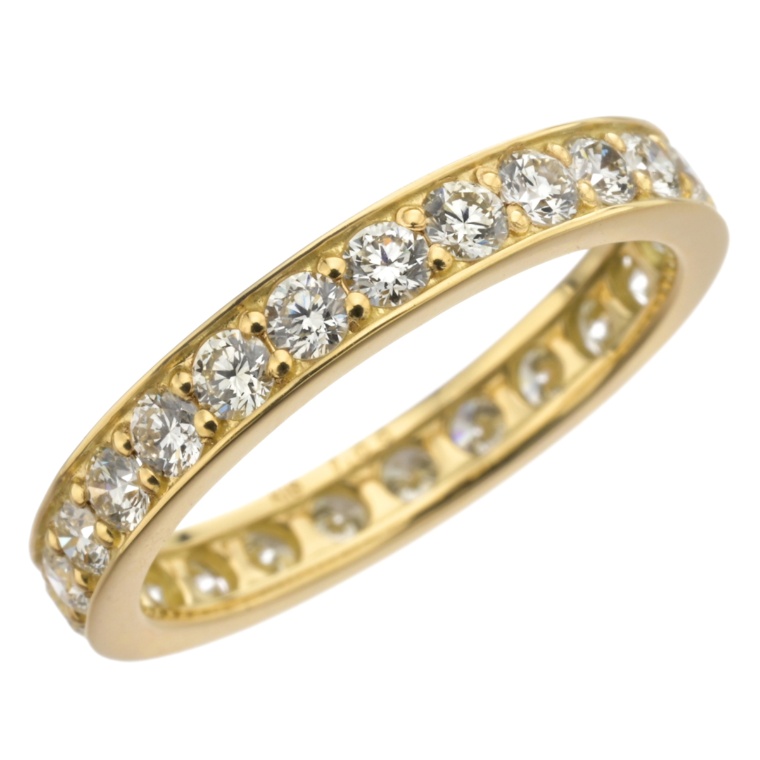 ボツワナ産ダイヤモンド18KYGフルエタニティリング計1.0ctUP