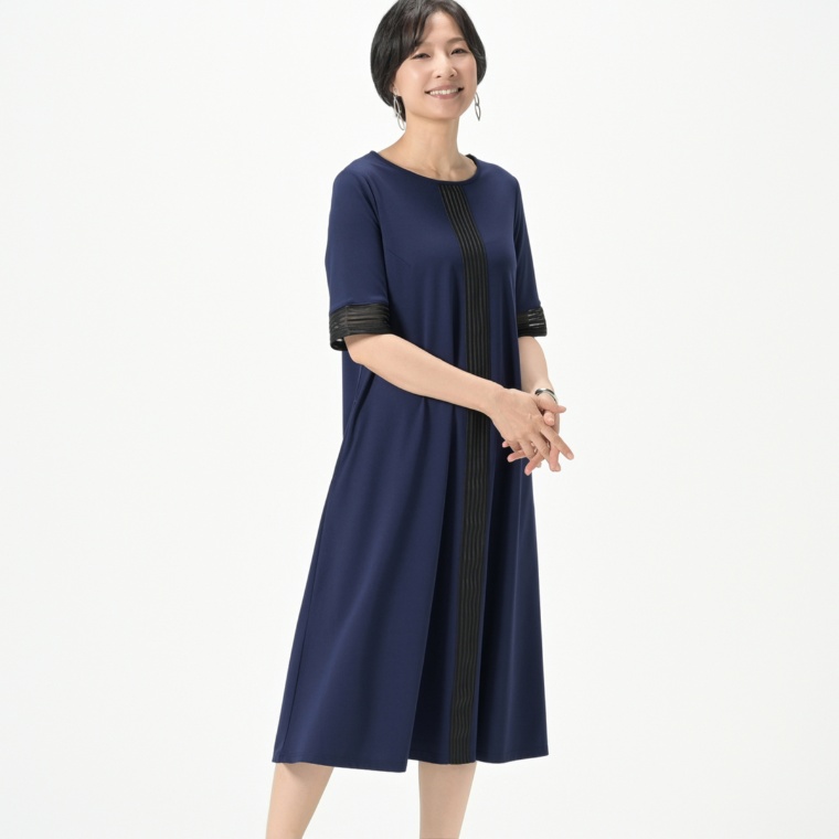 BOUTIQUE JUNKO ストライプラインAラインワンピース