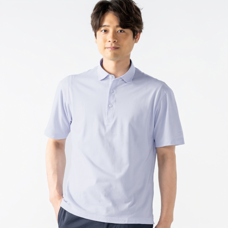 TETE HOMME 襟切替スラブポロシャツ
