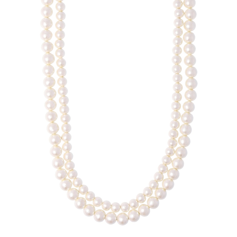 ANNE COQUINE コットンパール 2連ロングネックレス