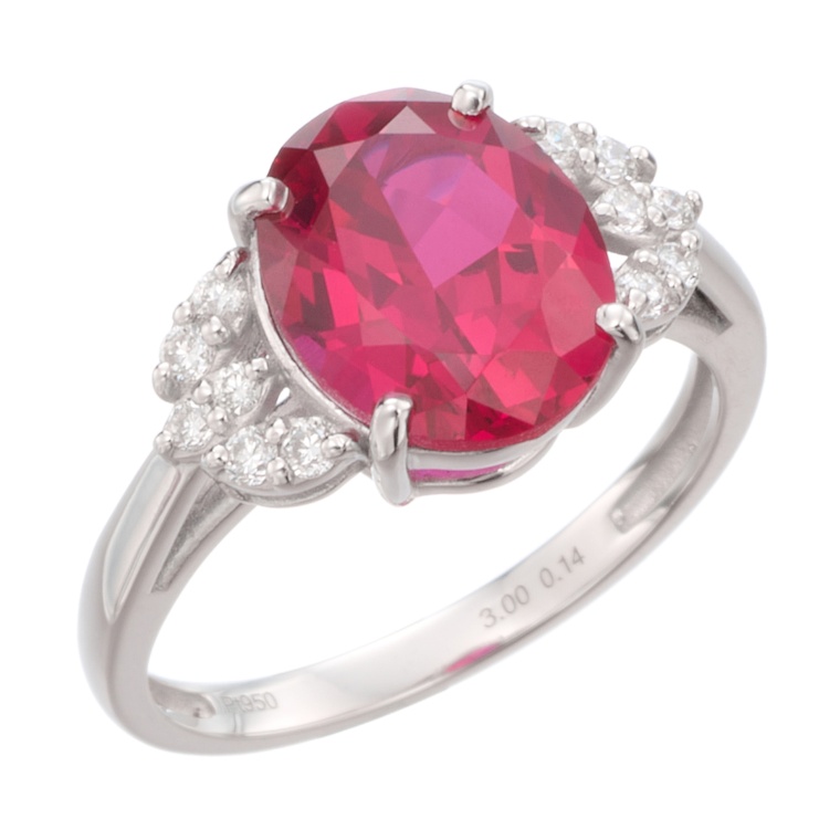 ラボグロウンルビーPT950リング3.0ctUP