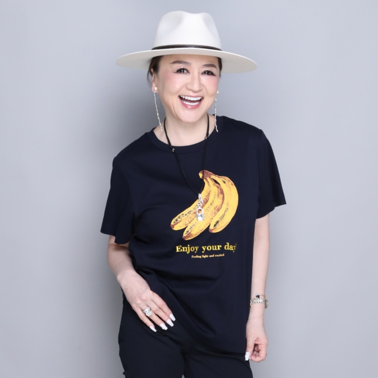ANNE COQUINE シルケットスムースフルーツプリント刺繍Tシャツ