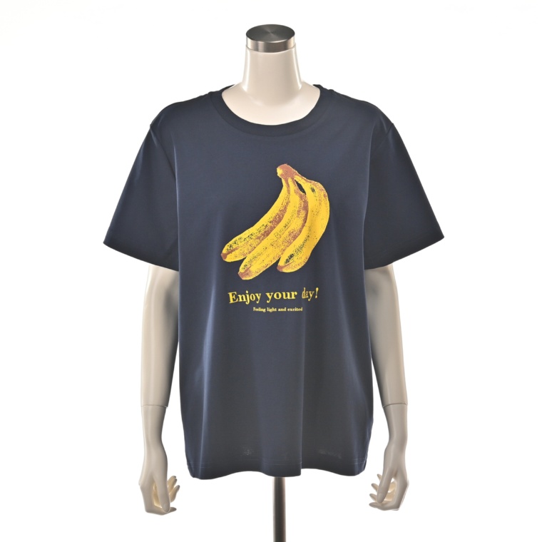 ANNE COQUINE シルケットスムースフルーツプリント刺繍Tシャツ