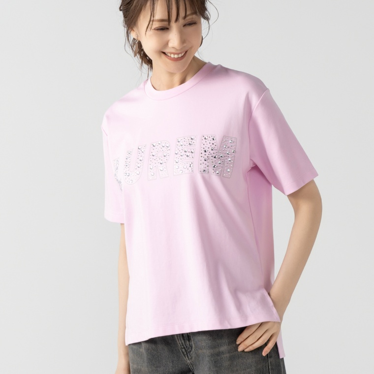 LUREM コットンスムースラインストーンTシャツ