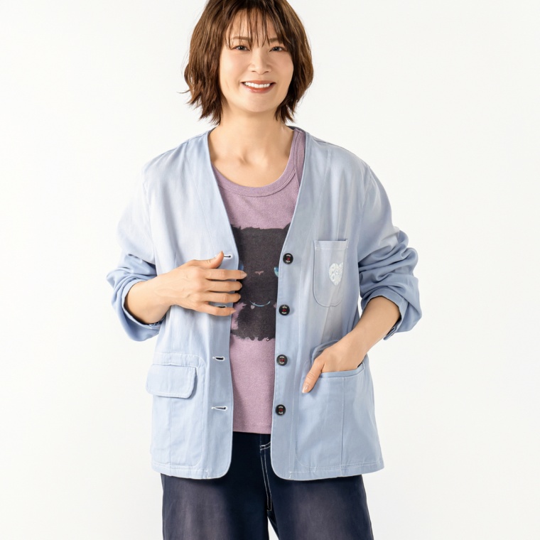 PERSONS ウォッシュ加工ツイルストレッチジャケット