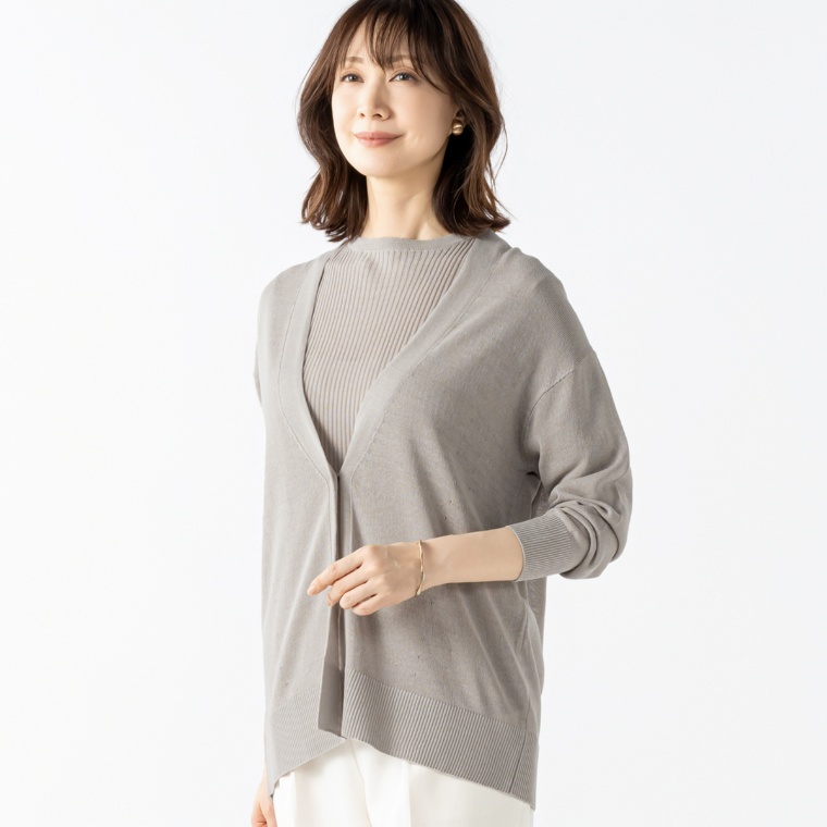 タカシマヤスタイルプリュ 麻入りニットアンサンブル