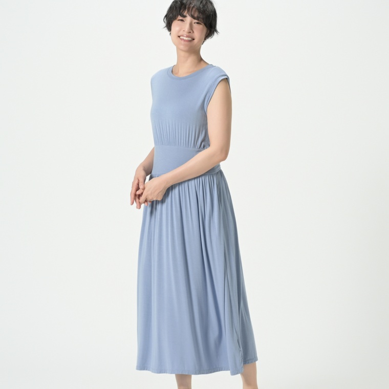 MASAGO ウエスト切替ソフトジャージワンピース