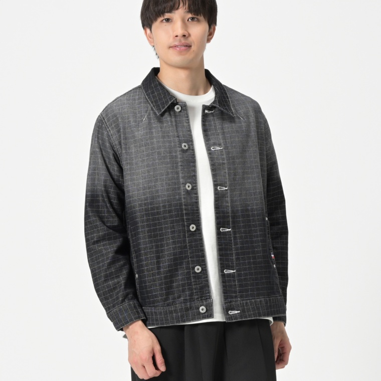 PERSONSBOY 格子柄グラデーションデニムジャケット