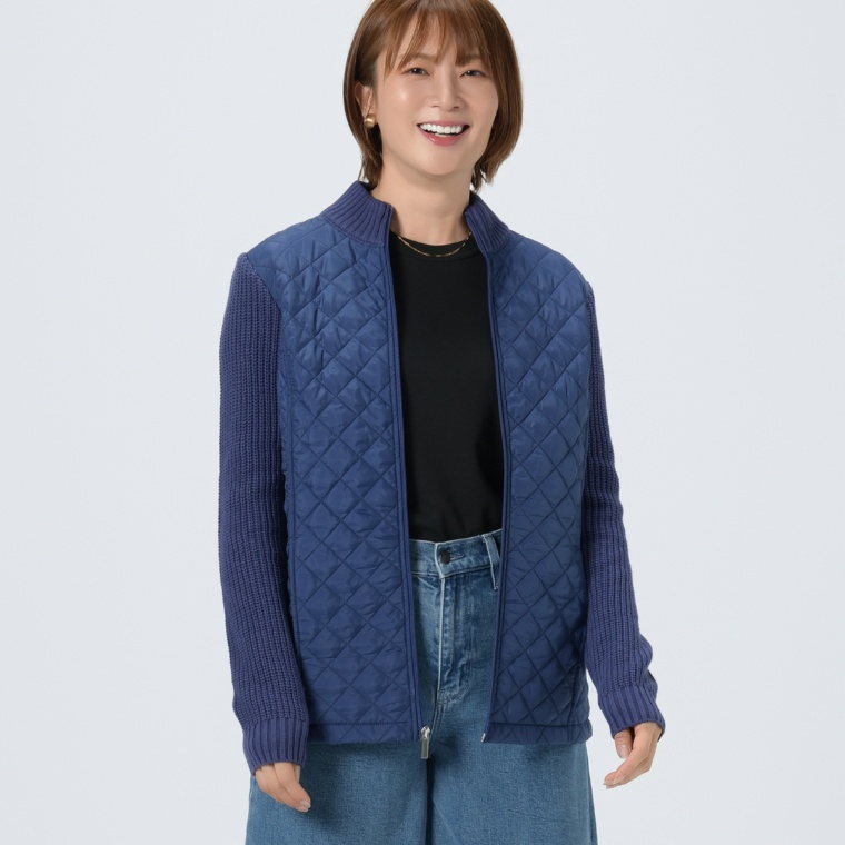 Denim&Co キルティングニットジャケット