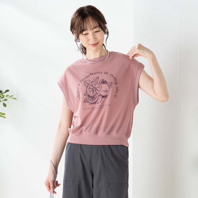 Coeur sucre フルーツプリントフレンチスリーブプルオーバー