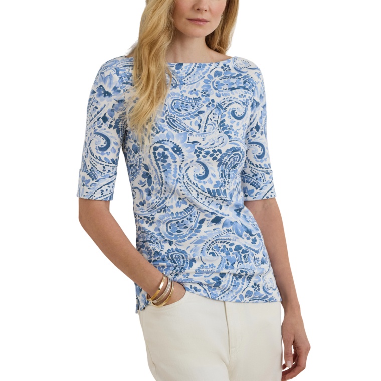 Lauren Ralph Lauren ペイズリー ボートネック Tシャツ