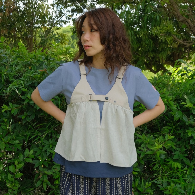 Carney 麻混素材 ドッキングビッグポケットベスト