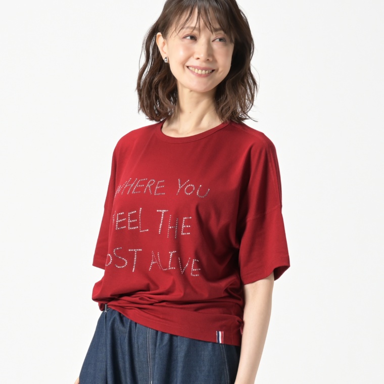 PERSONS ラインストーンレターTシャツ