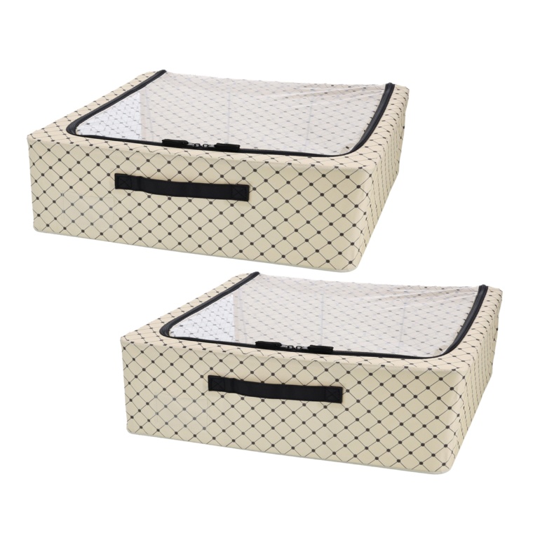 スタッキングできる 窓付き収納BOX ハーフ 同色2個