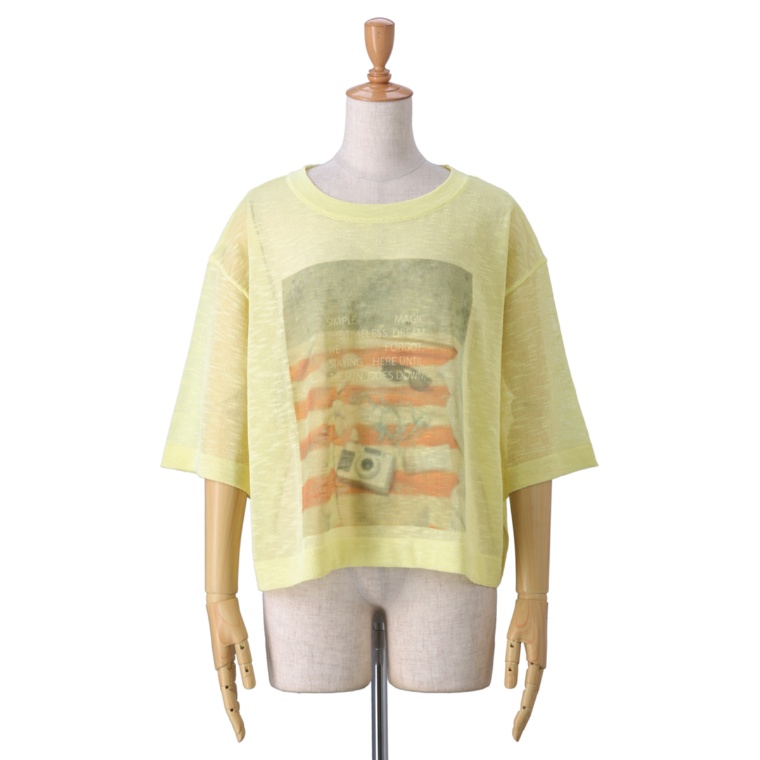 Provador スラブ天竺プリントシアーTシャツ
