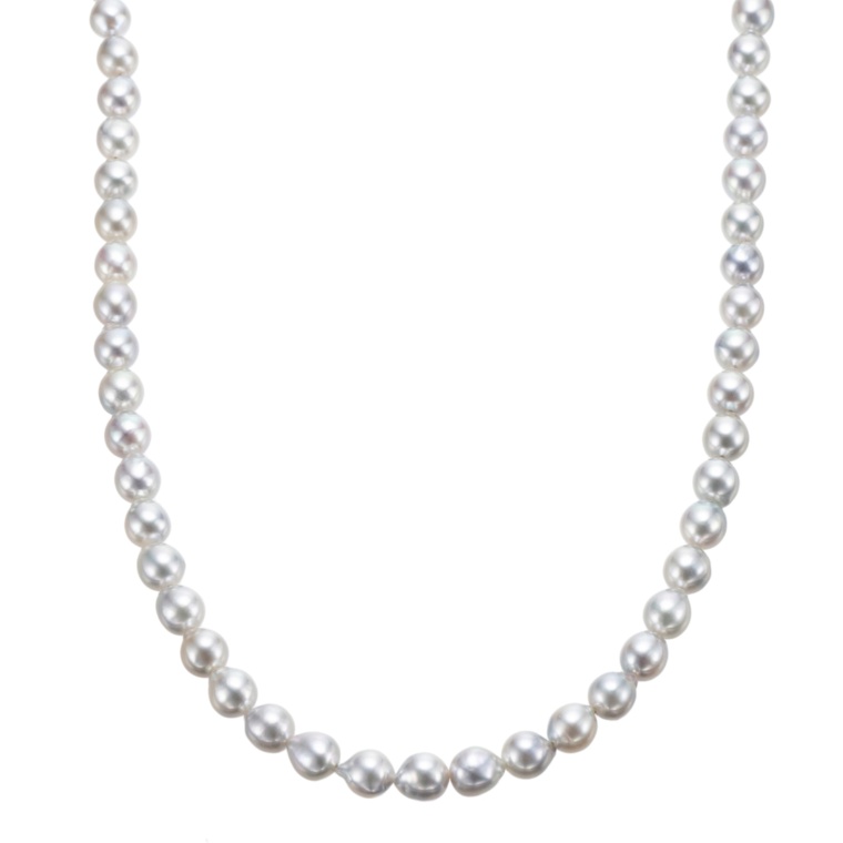 PT850 ナチュラルブルーグレーアコヤ真珠バロック ネックレス5mm