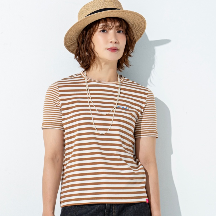 KiKKi 半袖パネルボーダープルオーバー
