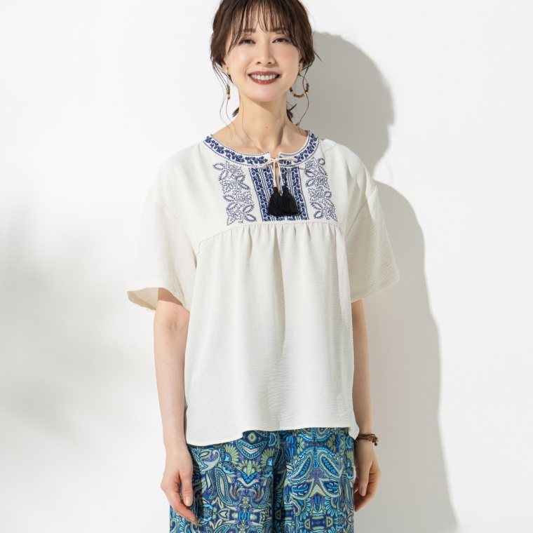 MAHARA MODERN オリエンタル刺繍タッセルチュニック