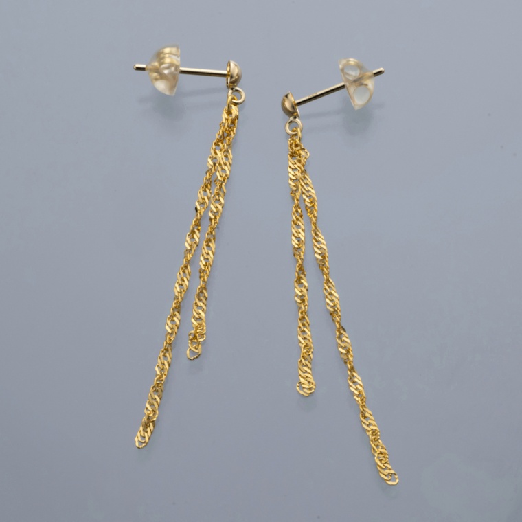 純金/18Kシャイニースクリューチェーン レイヤードイヤリング/ピアス