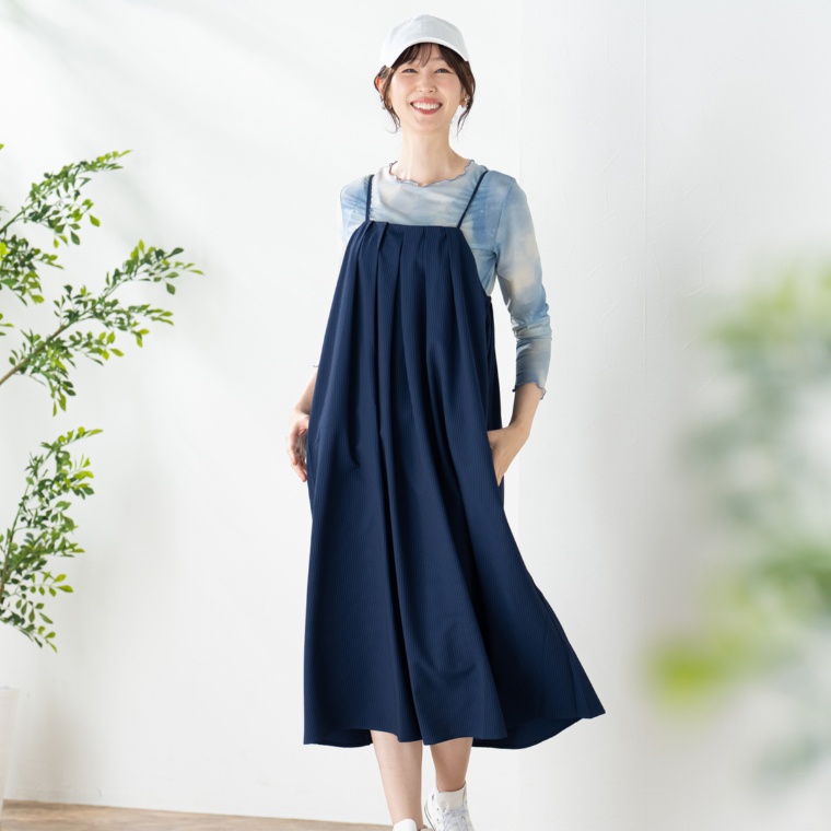 Coeur sucre 体型カバーサッカーキャミチュニックワンピース