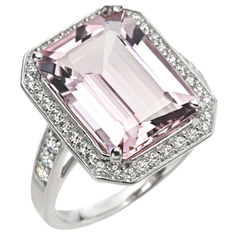 モルガナイト&ダイヤモンド PTリング 6.83ct