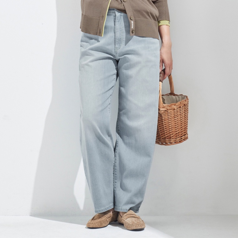 calma 選べる股下 ライトオンスドレープデニムパンツ