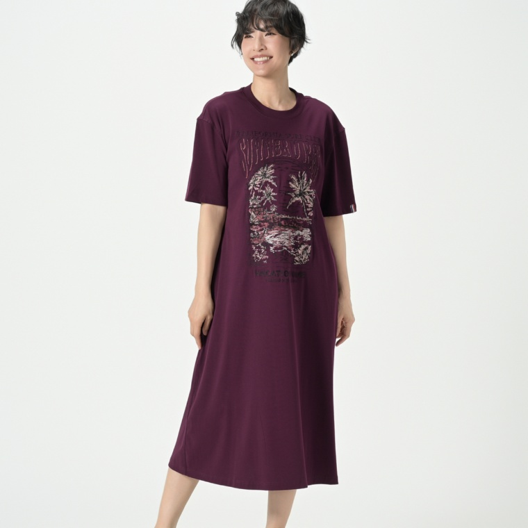 PERSONS カットソー刺繍ワンピース