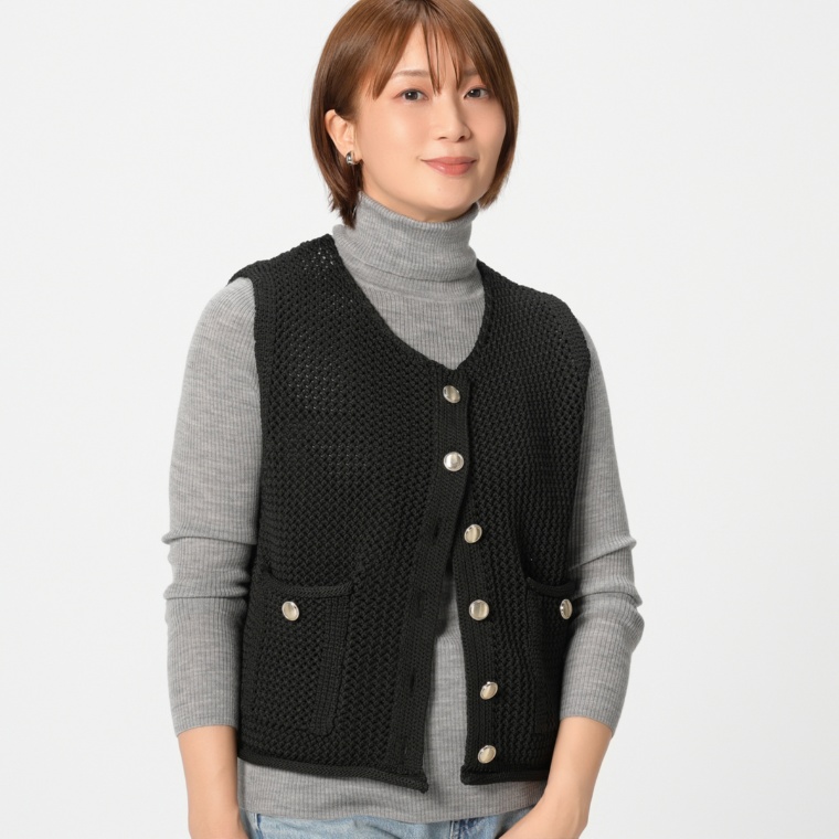 LUREM メッシュ編みニットベスト