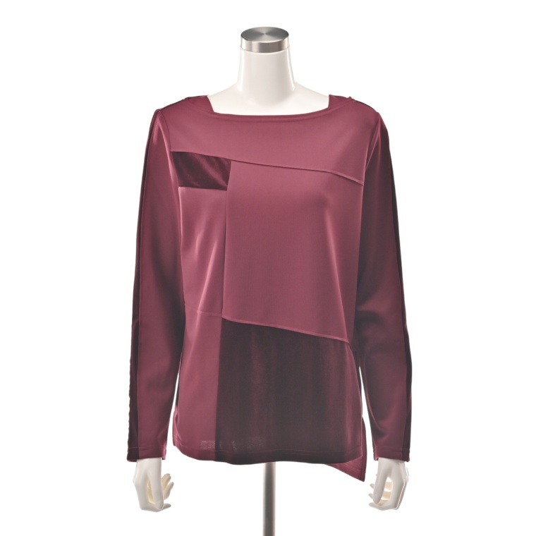 BOUTIQUE JUNKO 異素材幾何学切替プルオーバー