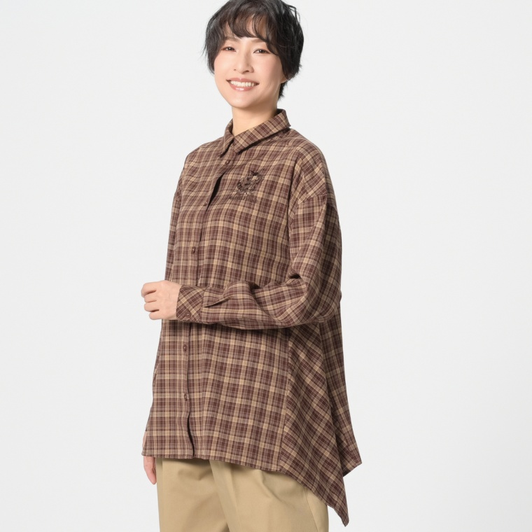 わちふぃーるど ダヤン イレギュラーヘムチェックシャツ