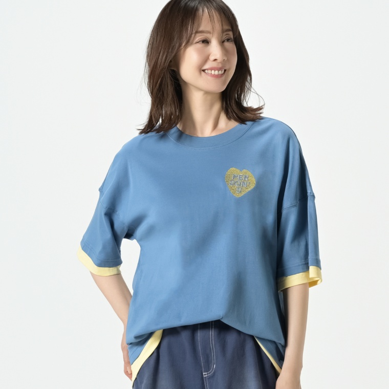 PERSONS 配色レイヤードライクTシャツ