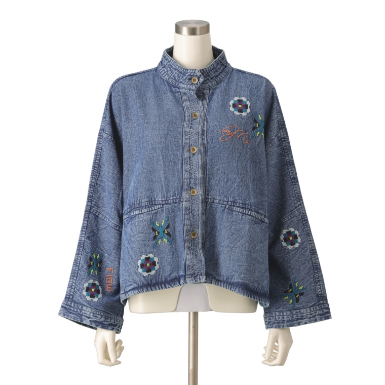 myM 刺繍デニムワイドジャケット