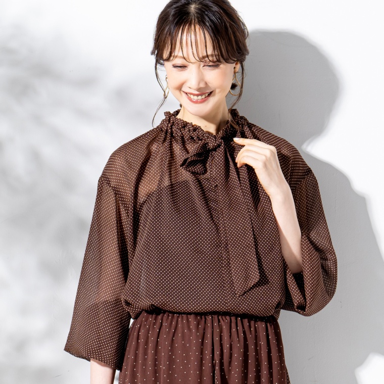 CARRIERE ドットシアーボウタイブラウス