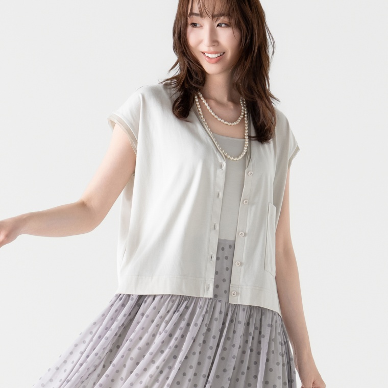 KiKKi チュール使いVネックベスト