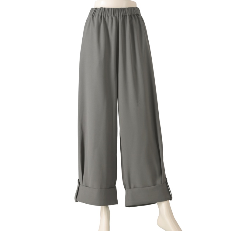 ModdedAnce 裾タックターンバックワイドパンツ