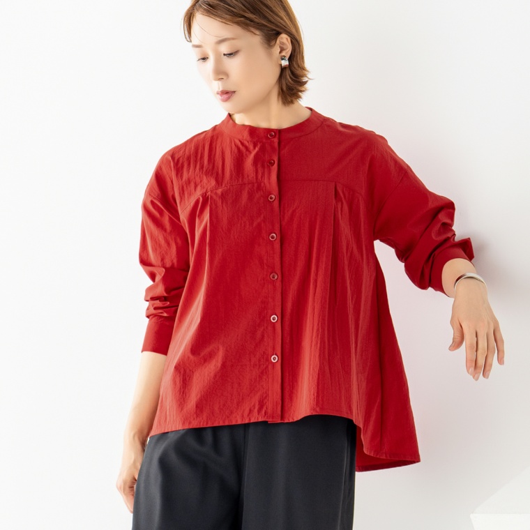ModdedAnce タックデザインドレープフレアシャツ