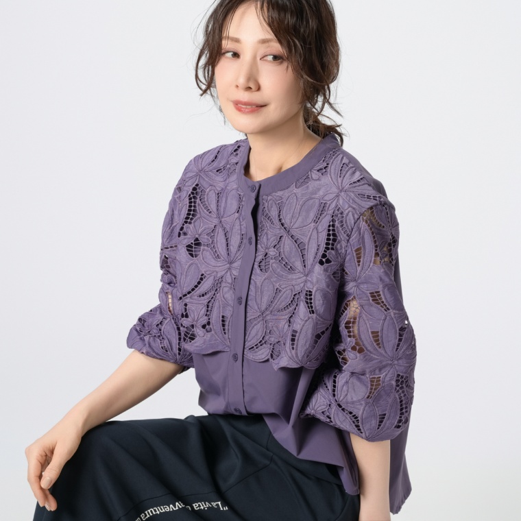 Remite スカラップレースティアードブラウス