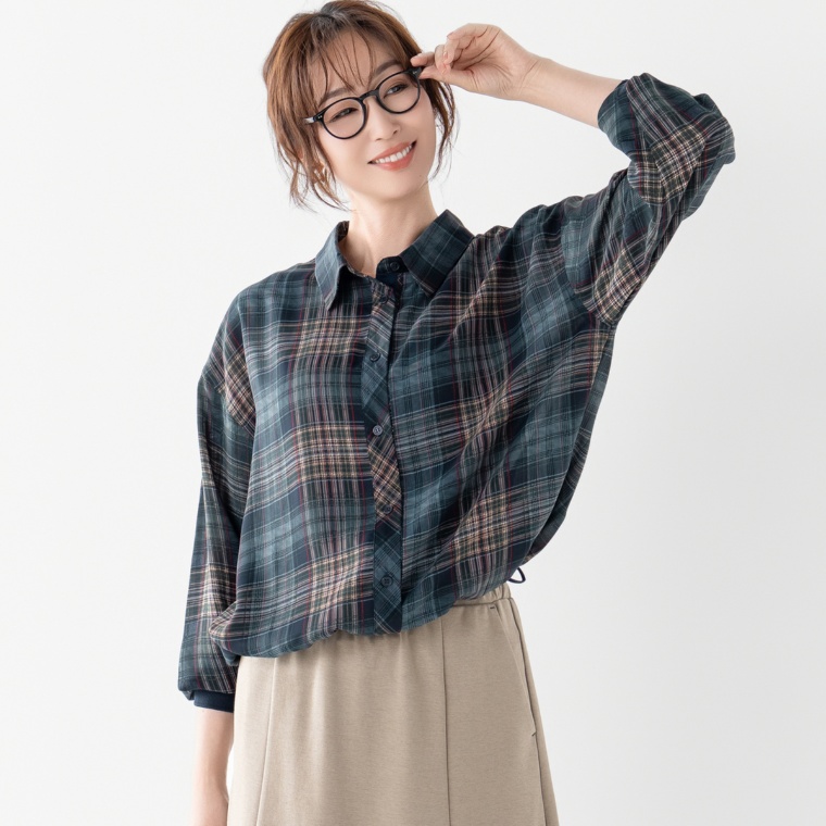 Remite チェックシアーシャツブルゾン