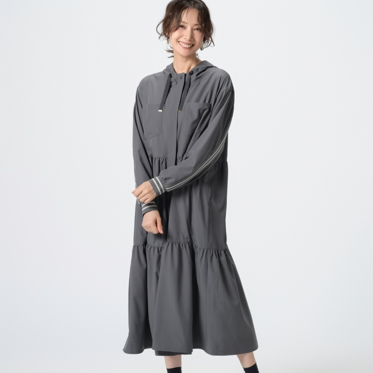 Remite ラインティアードパーカーワンピース