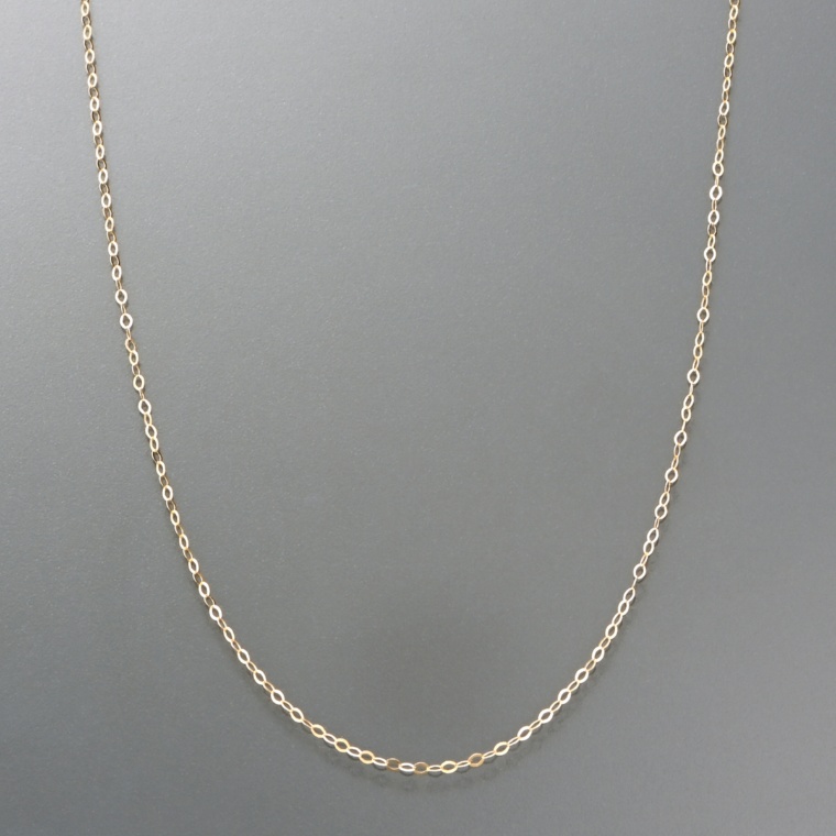 18KYG スルーピン付フラットアズキチェーンネックレス 45cm [S]